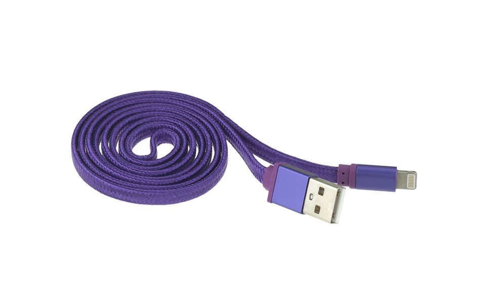 Cavo FLAT METAL: Lightning > USB per Apple iPhone 5 5s 6 6s, 1 metro, VIOLA