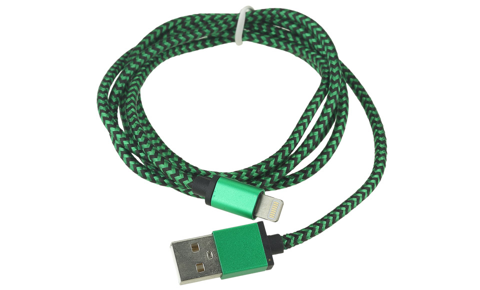 Cavo in Tessuto METAL: Lightning > USB per Apple iPhone 5 5s 6 6s, 1 metro VERDE