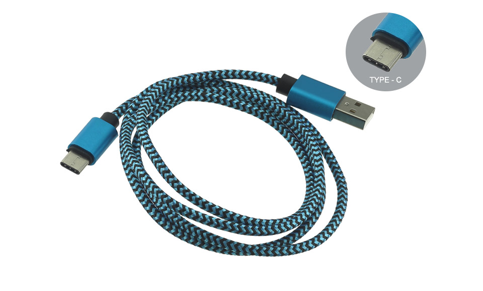 Cavo USB Tipo C  maschio > Tipo  A maschio (Type-C) - tessuto blue - 1 metro