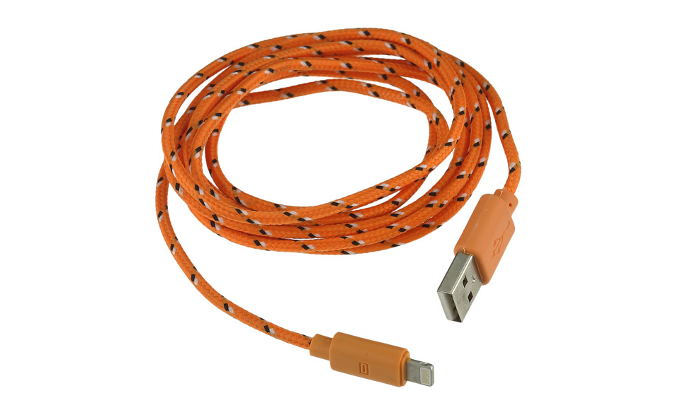 Cavo in tessuto: Lightning > USB per Apple iPhone 5 5s 6 6s, 2 metri, ARANCIONE
