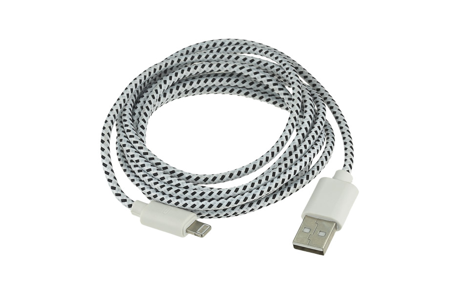Cavo in tessuto: Lightning > USB per Apple iPhone 5 5s 6 6s, 2 metri, BIANCO