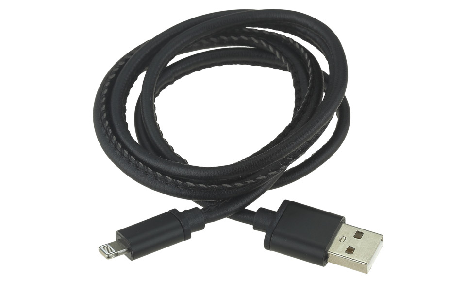 Cavo in pelle: Lightning > USB per Apple iPhone 5 5s 6 6s, 1 metro, NERO