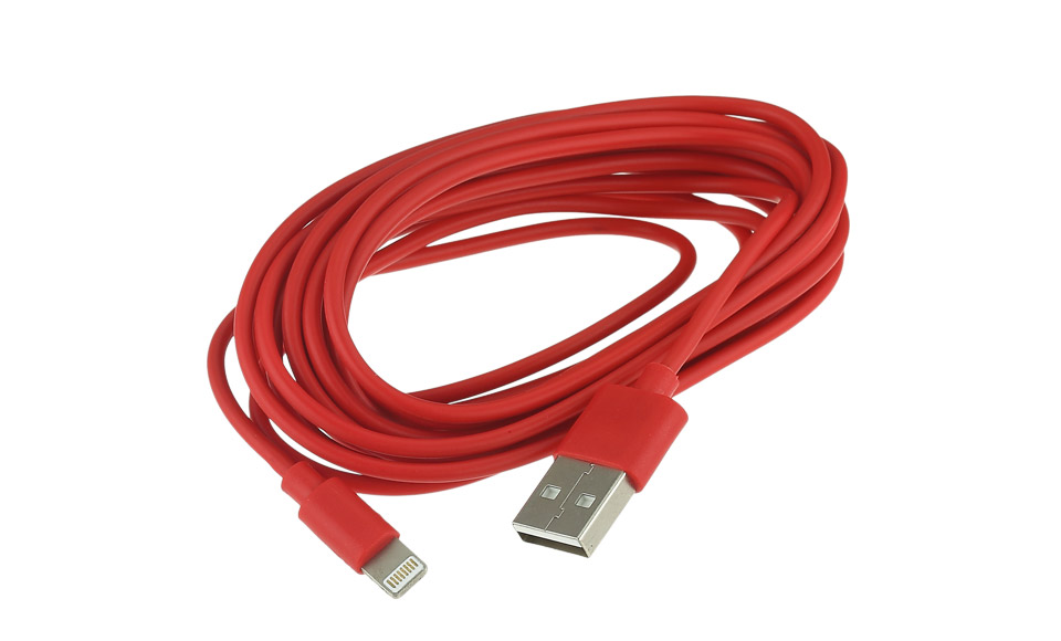 Cavo Lightning > USB per Apple iPhone 5 5s 6 6s Plus, 3 metri, Rosso