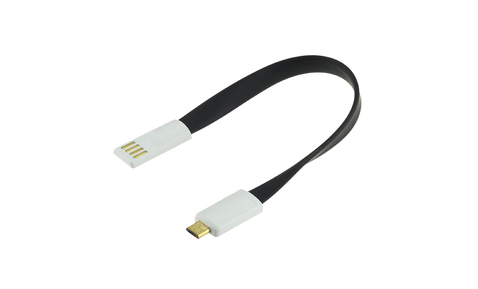 Cavo 20 cm: Micro USB > USB piatto con teste magnetiche, nero - High Speed