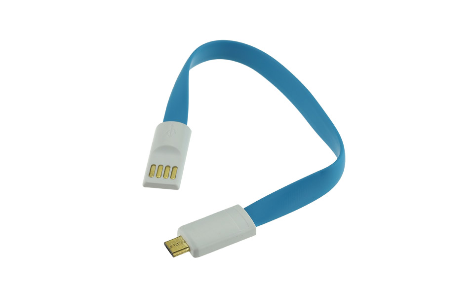 Cavo 20 cm: Micro USB > USB piatto con teste magnetiche, blu - High Speed