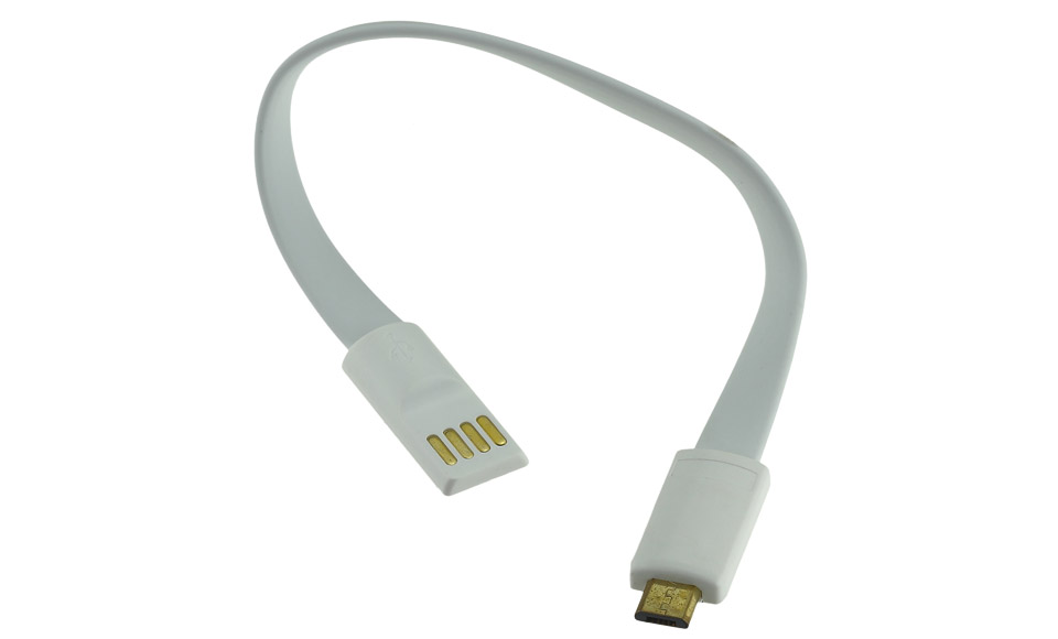 Cavo 20 cm: Micro USB > USB piatto con teste magnetiche, bianco - High Speed