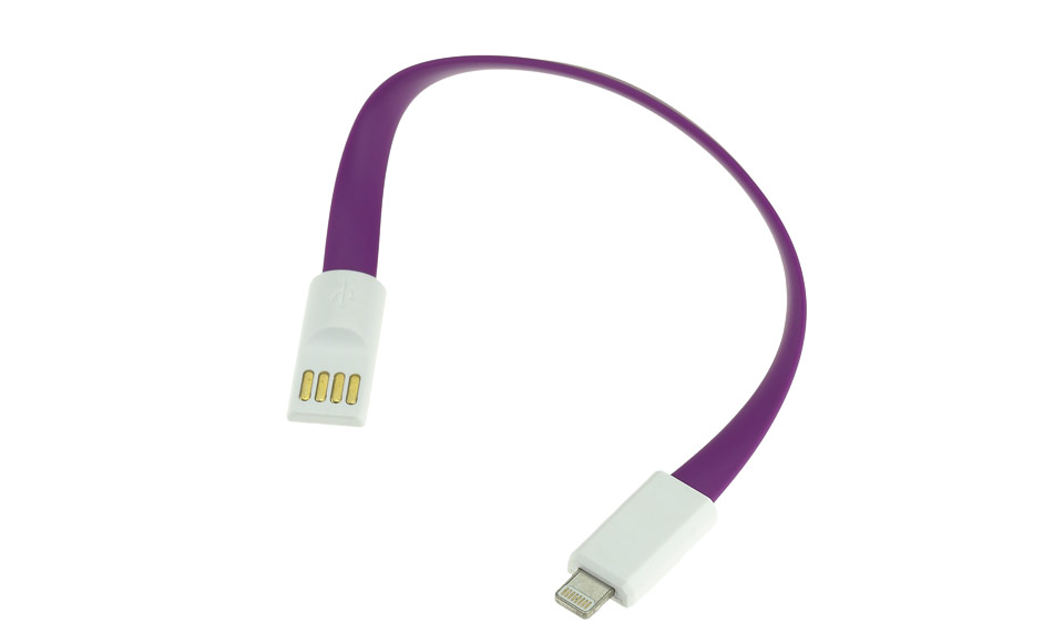 Cavo 20 cm: Lightning > USB per Apple iPhone 5 5s 6 con teste magnetiche, viola