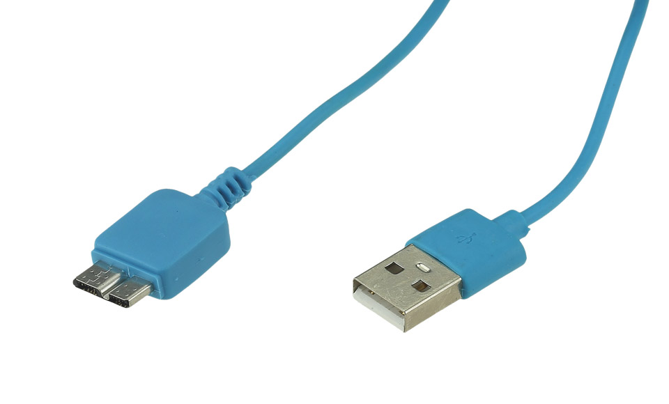 Cavo USB 3.0 [ Micro USB 3 Maschio > USB A maschio ] 3 metri, BLU