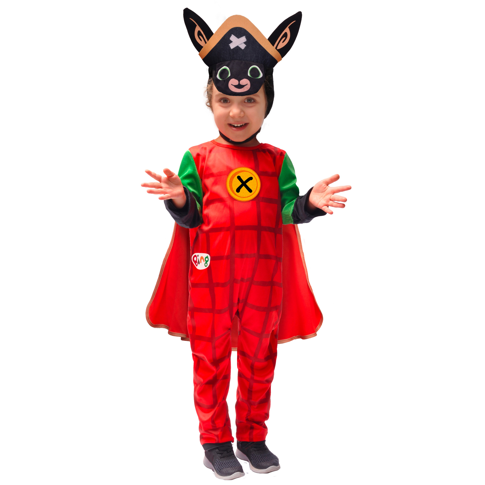 Costume Capitan Bing Pirata Rosso Verde Nero Bambino