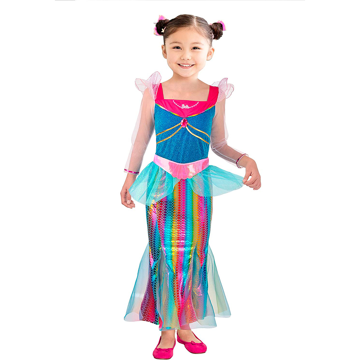 Barbie Sirenetta Mermaid Arcobaleno Costume Carnevale Travestimento Bambina