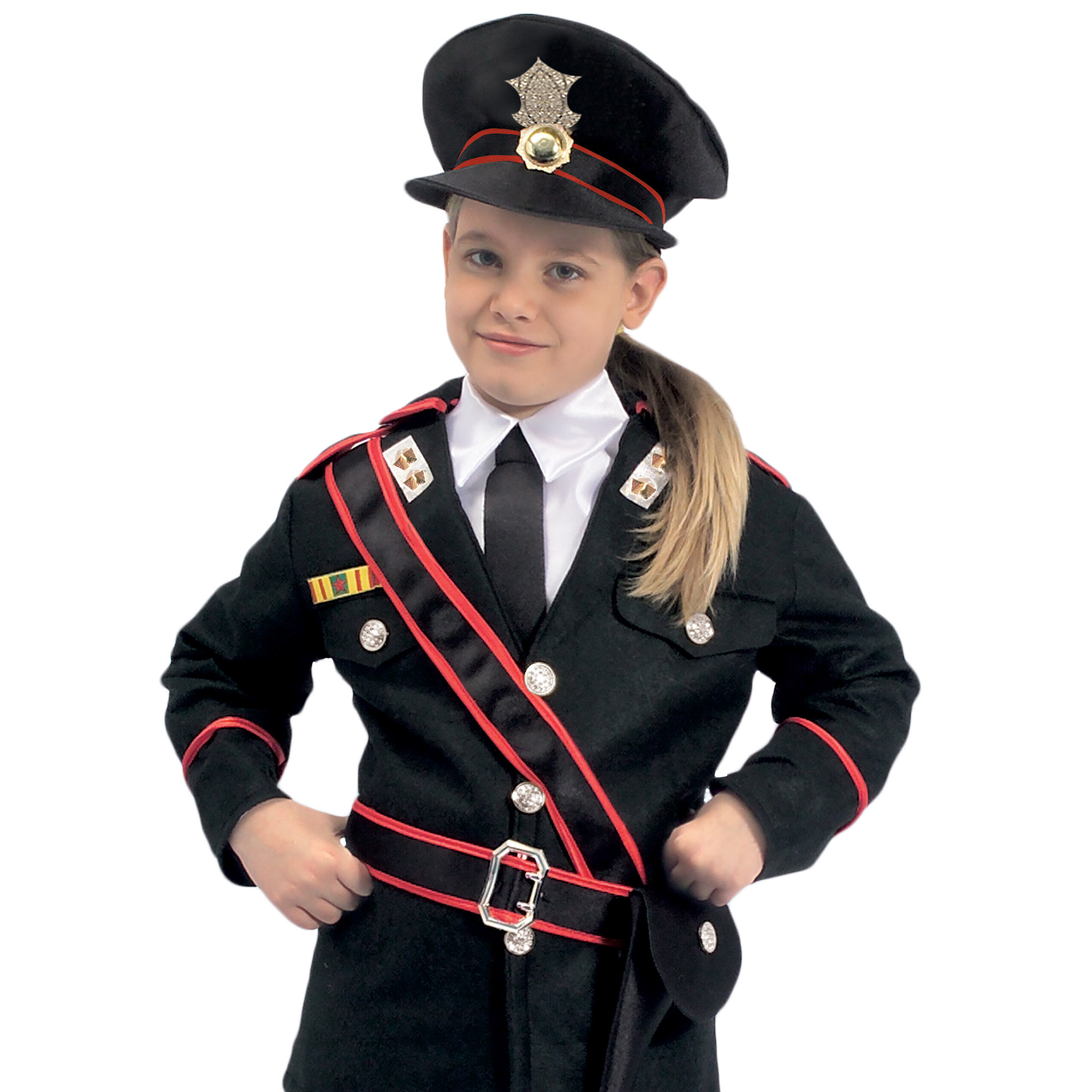 Hello Carabinieri Black Carnival Costume Costume Costume with Child Holster