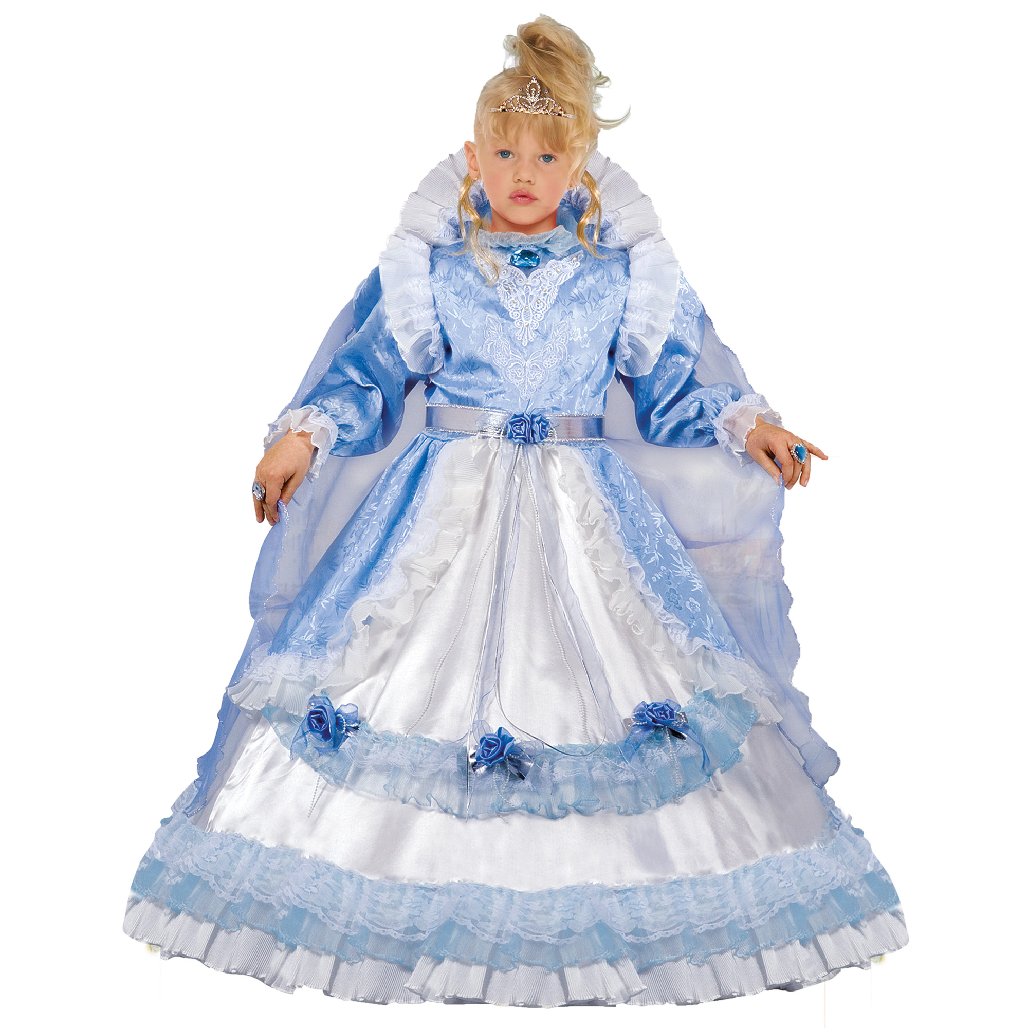 Ciao Abito Regina Del Castello Costume Carnevale Azzurro Bianco