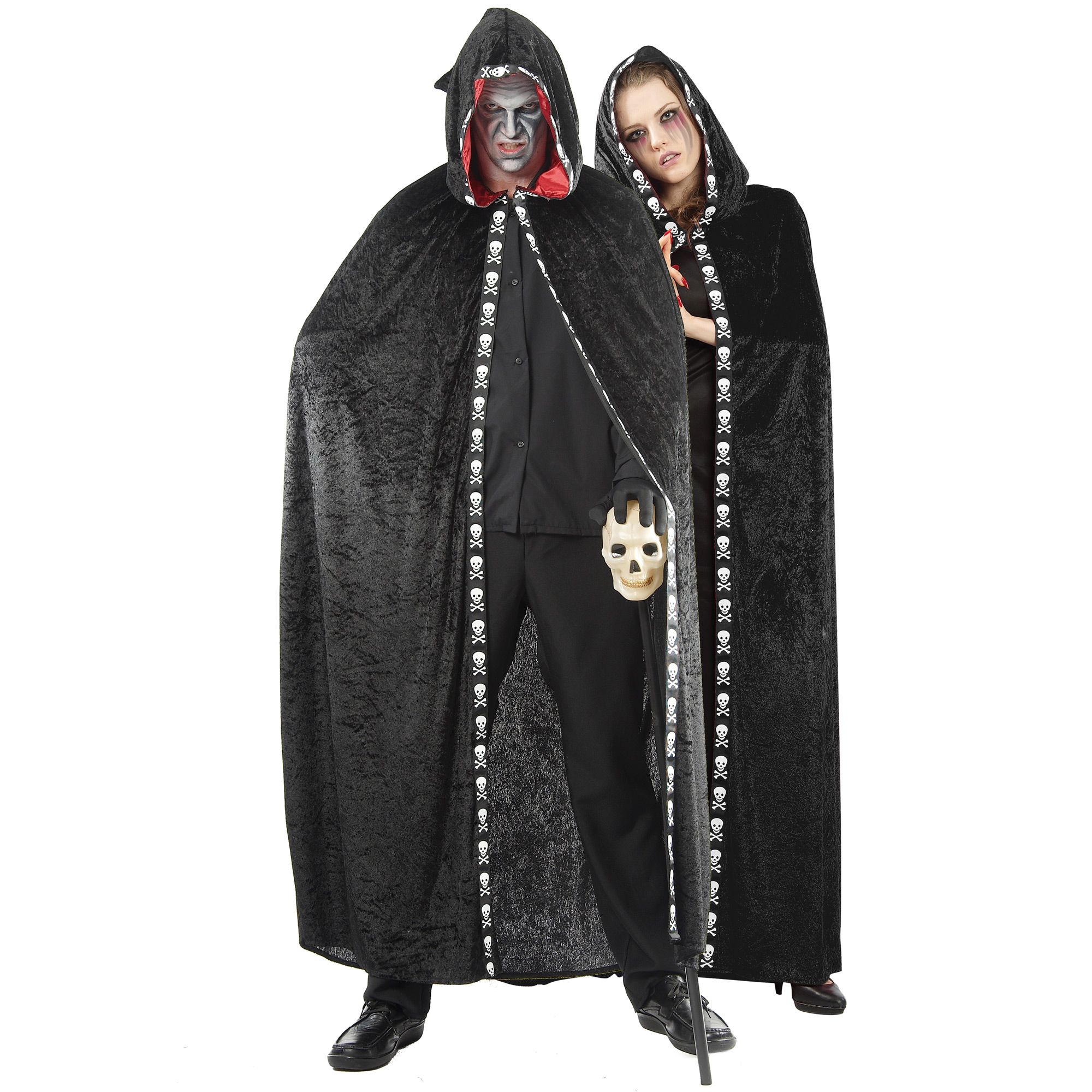 Mantello Bambino In Velluto Con Cappuccio - Lunghezza 110 Cm, Blu, Per Halloween, Natale E Cosplay, Taglia L - 5