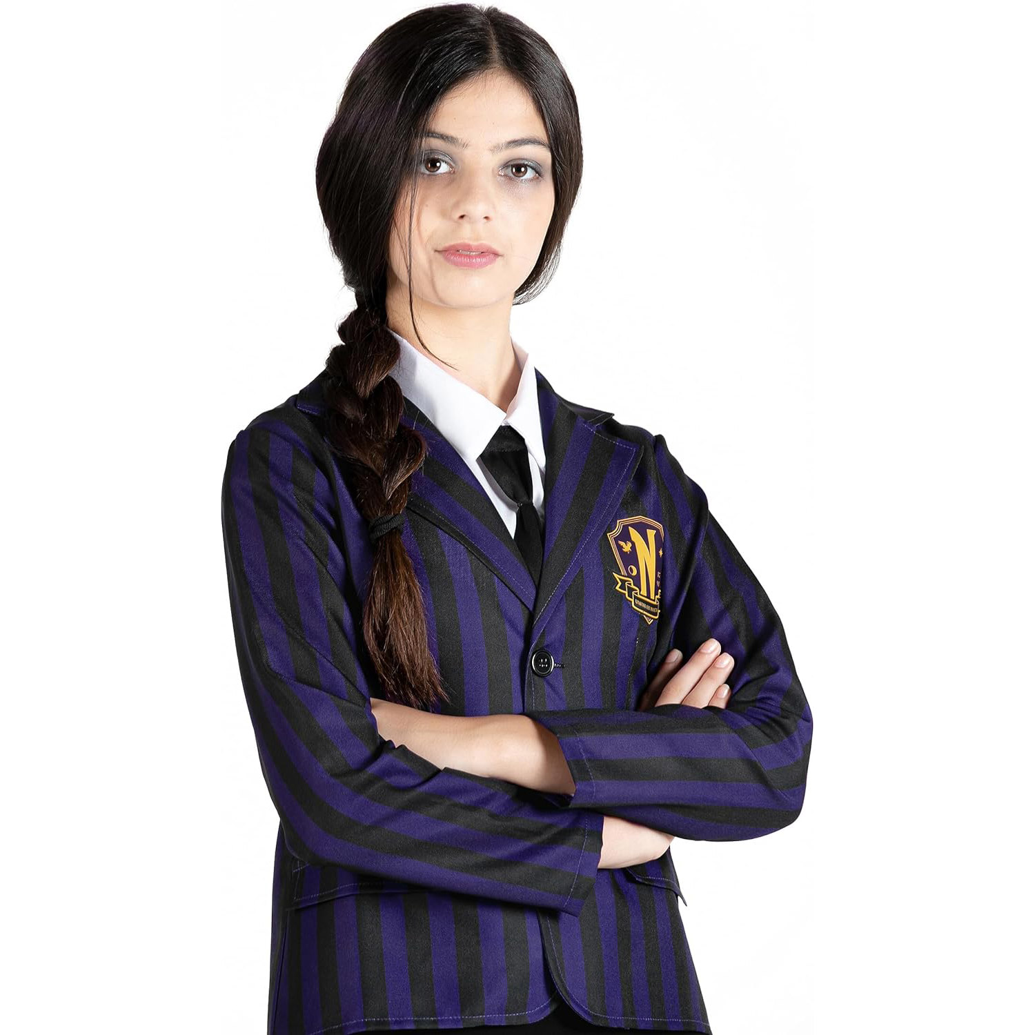 Giacca Di Jeans Wednesday Elbenwald – Nevermore Academy Uomo/Donna – Cotone Nero, Merch Ufficiale Netflix