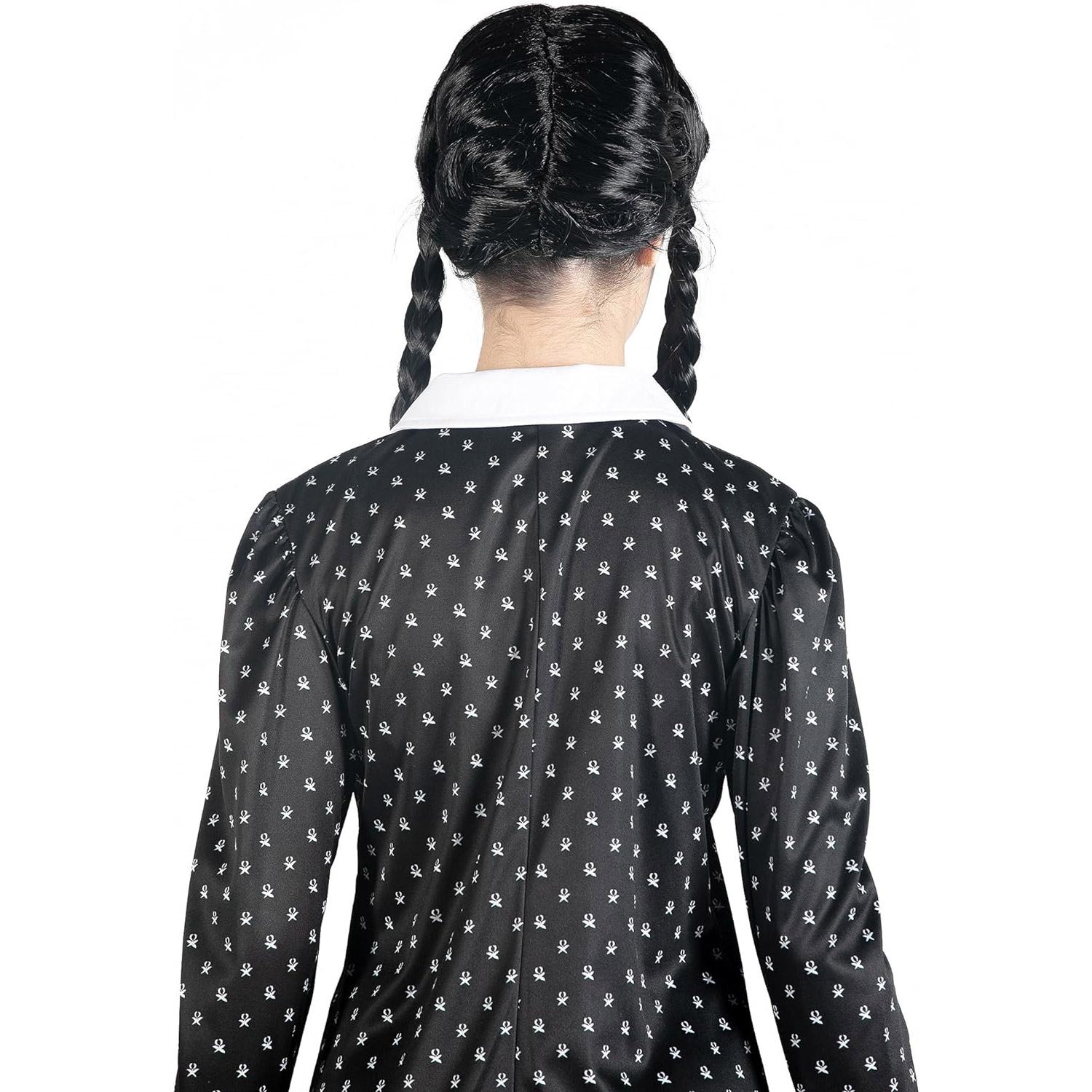 Vestito Mercoledi Addams Bambina Gxlaihly Parrucca Mercoledì Con Frangia, Modello Realistico Della Parrucca Mercoledì Addams