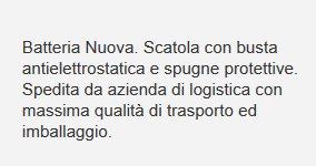 Spedizione pacco per Batteria Panasonic  HDC-SD5